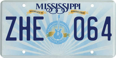 MS license plate ZHE064