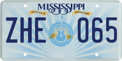 MS license plate ZHE065