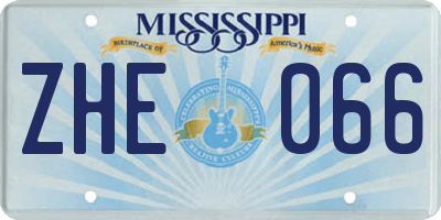 MS license plate ZHE066