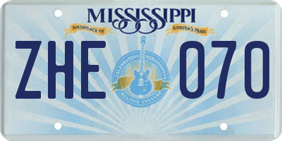 MS license plate ZHE070