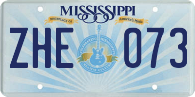 MS license plate ZHE073