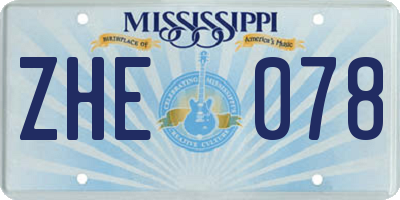 MS license plate ZHE078