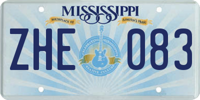 MS license plate ZHE083