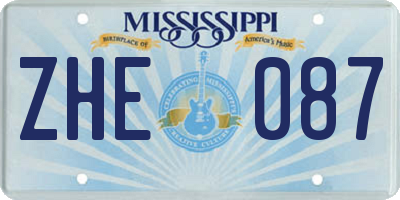 MS license plate ZHE087
