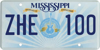 MS license plate ZHE100
