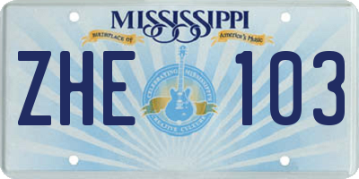 MS license plate ZHE103