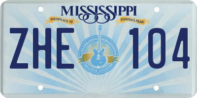 MS license plate ZHE104