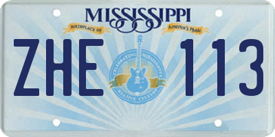 MS license plate ZHE113