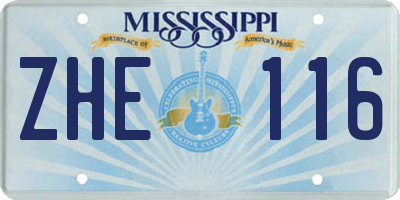 MS license plate ZHE116