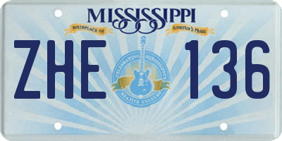 MS license plate ZHE136