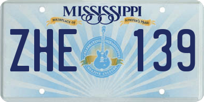 MS license plate ZHE139