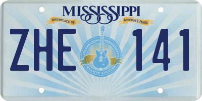 MS license plate ZHE141