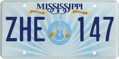 MS license plate ZHE147
