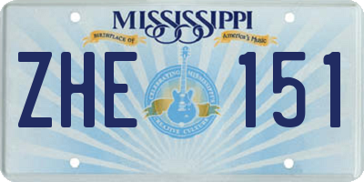 MS license plate ZHE151