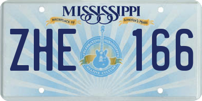 MS license plate ZHE166
