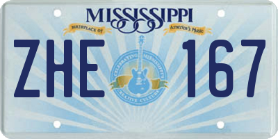 MS license plate ZHE167