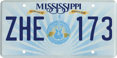 MS license plate ZHE173
