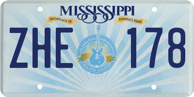 MS license plate ZHE178