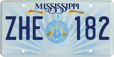 MS license plate ZHE182