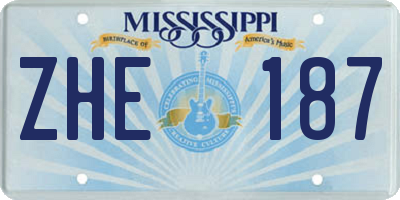 MS license plate ZHE187