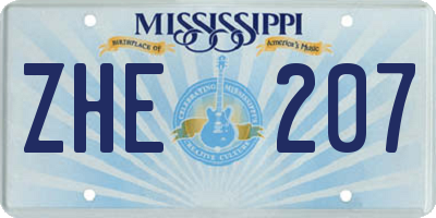 MS license plate ZHE207