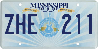 MS license plate ZHE211