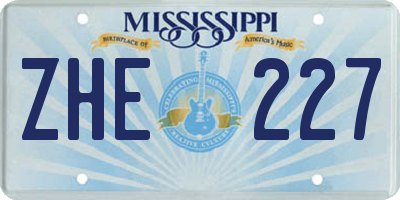 MS license plate ZHE227
