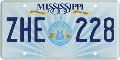MS license plate ZHE228