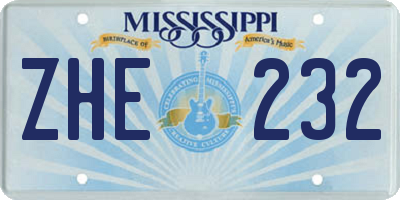 MS license plate ZHE232