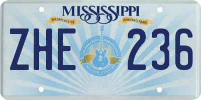 MS license plate ZHE236