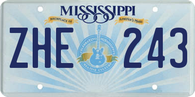 MS license plate ZHE243