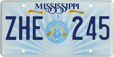 MS license plate ZHE245
