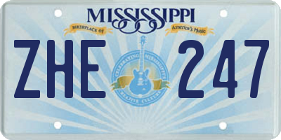 MS license plate ZHE247