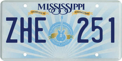 MS license plate ZHE251