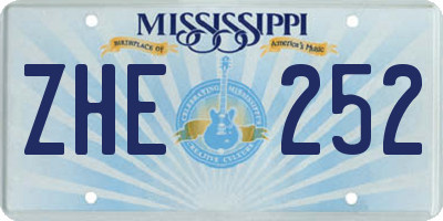 MS license plate ZHE252