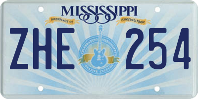 MS license plate ZHE254