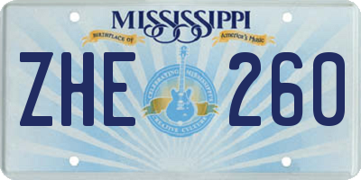 MS license plate ZHE260