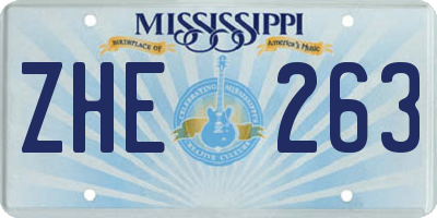 MS license plate ZHE263