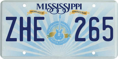 MS license plate ZHE265