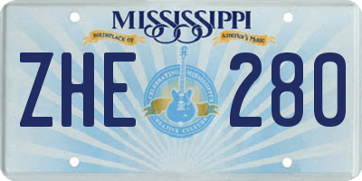 MS license plate ZHE280