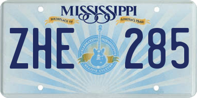 MS license plate ZHE285