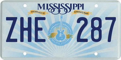 MS license plate ZHE287