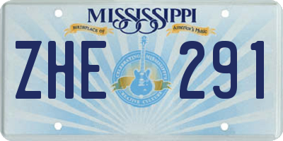 MS license plate ZHE291