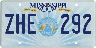 MS license plate ZHE292