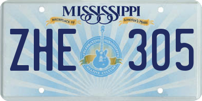 MS license plate ZHE305