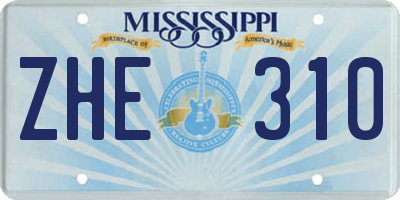 MS license plate ZHE310