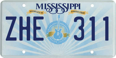 MS license plate ZHE311