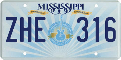 MS license plate ZHE316