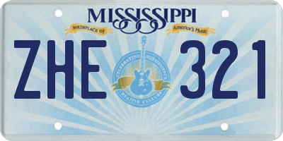 MS license plate ZHE321