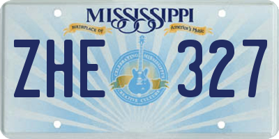 MS license plate ZHE327